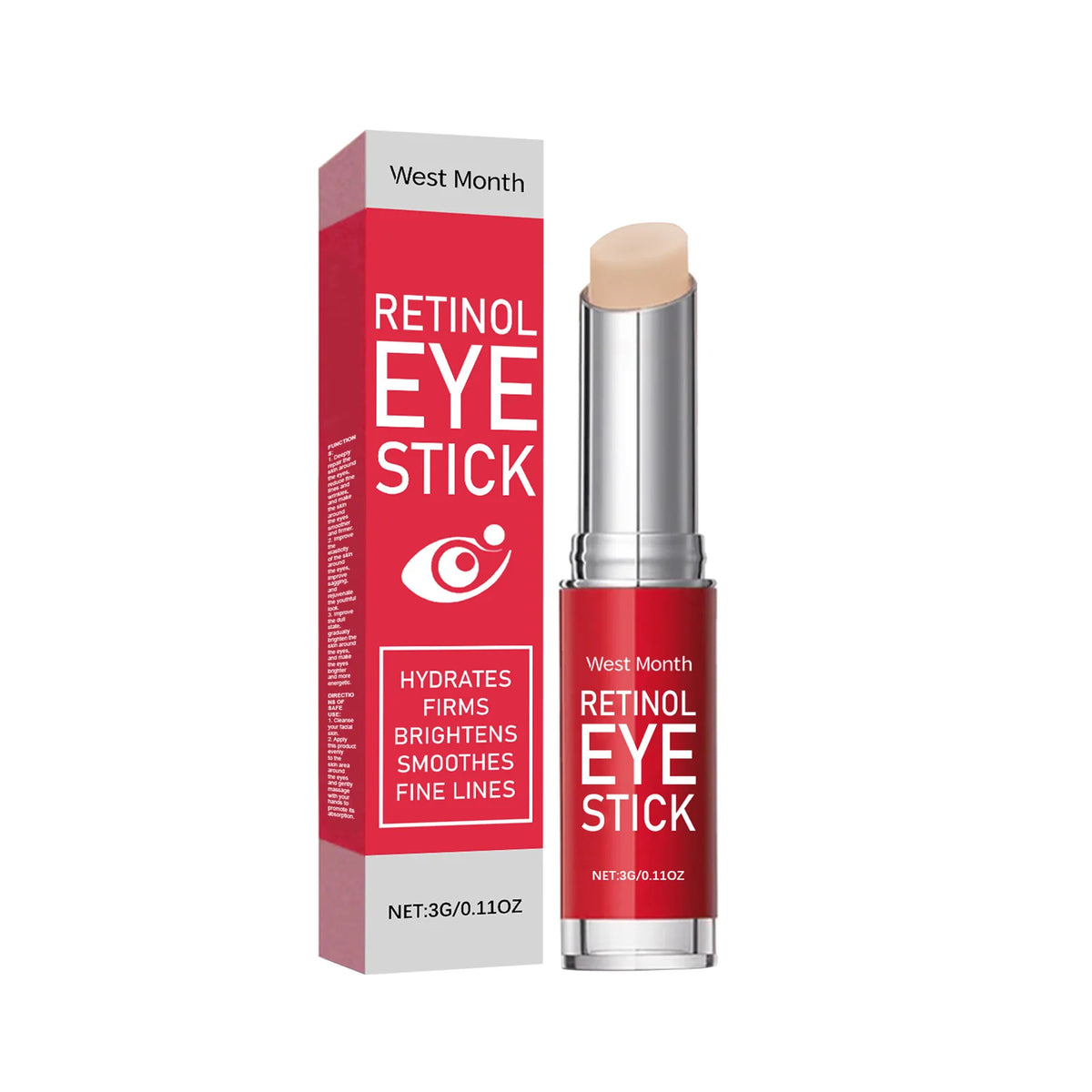 Retinol Eye Cream Stick - Firms and Elasticizes Skin, Moisturizes and Massages to Care for the Eye Area
