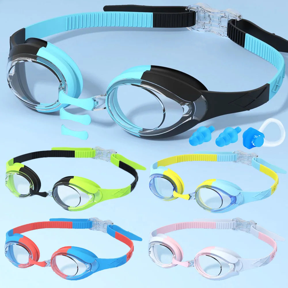 Kids Swimming Goggles Waterproof Swim Eyewear Glasses Anti-fog&Leak Girls Boys Youth Quick Adjustable Strap Age 3-14 Years Old