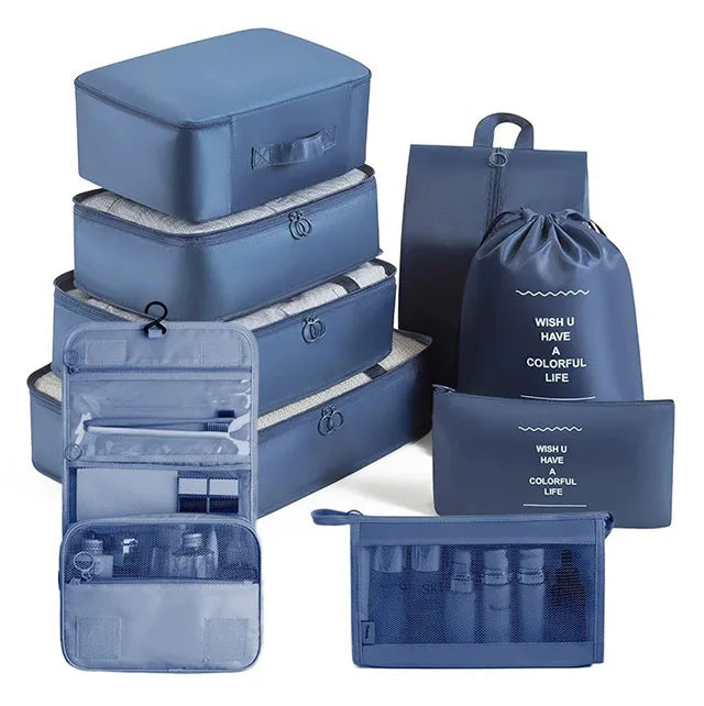11Pcs Travel Packing Cubes Set Waterproof Luggage Organizer Drawstring Storage Bags for Clothes Shoes Underwear Cosmetic