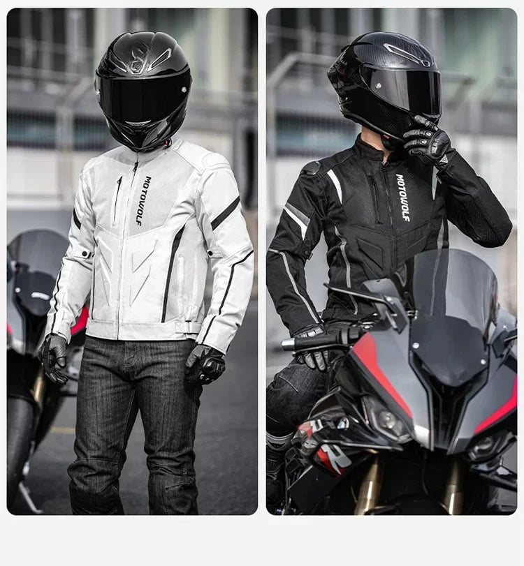 MOTOWOLF Men Motorcycle Riding Jacket Removable Waterproof Thermal Liner Windproof Anti‑Fall Motorbike Touring Racing Coat