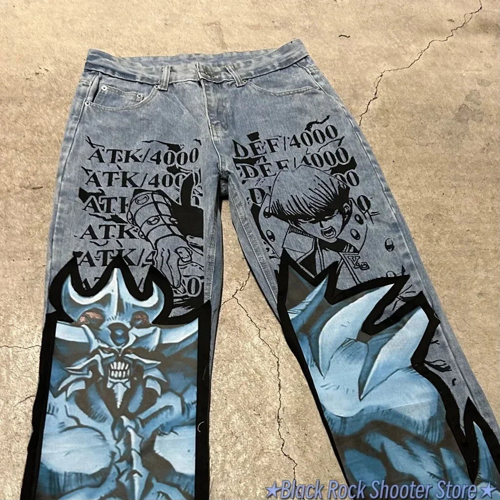 Harajuku Zoro Y2k Baggy Jeans Women Vintage Wide Leg Denim Pants Popular Jeans Streetwear Couples Trouser Men Clothing