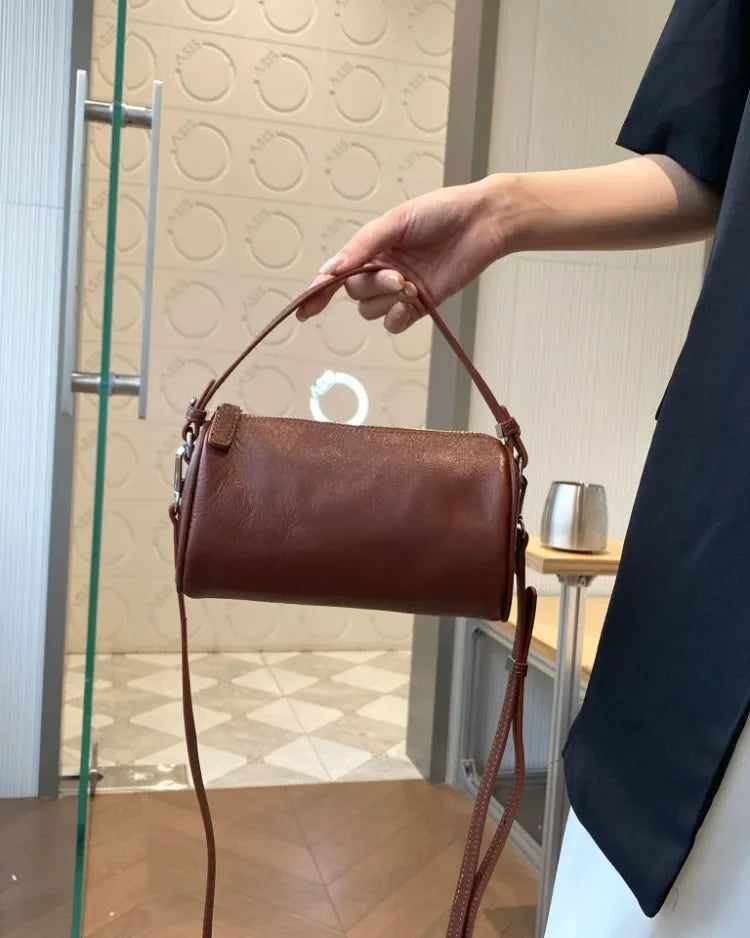Ladies' Genuine Leather Small Shoulder Bag for Women Crossbody Fashionable Simple and Practical Soft Leather Darling Phone Bag