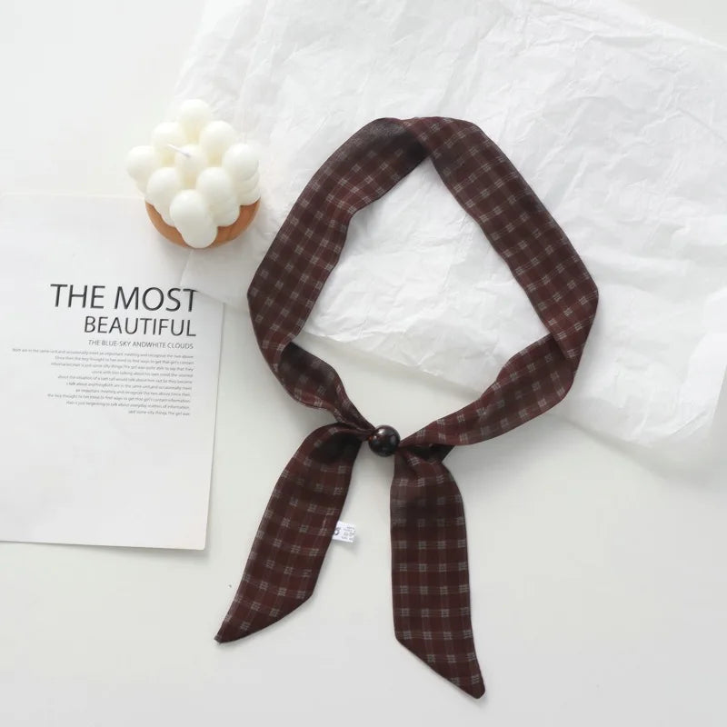 Retro Maillard Brown Floral Scarf Fashionable Old Money Style Light Luxury High-Grade Temperament Small Square Towel Lazy Scarf