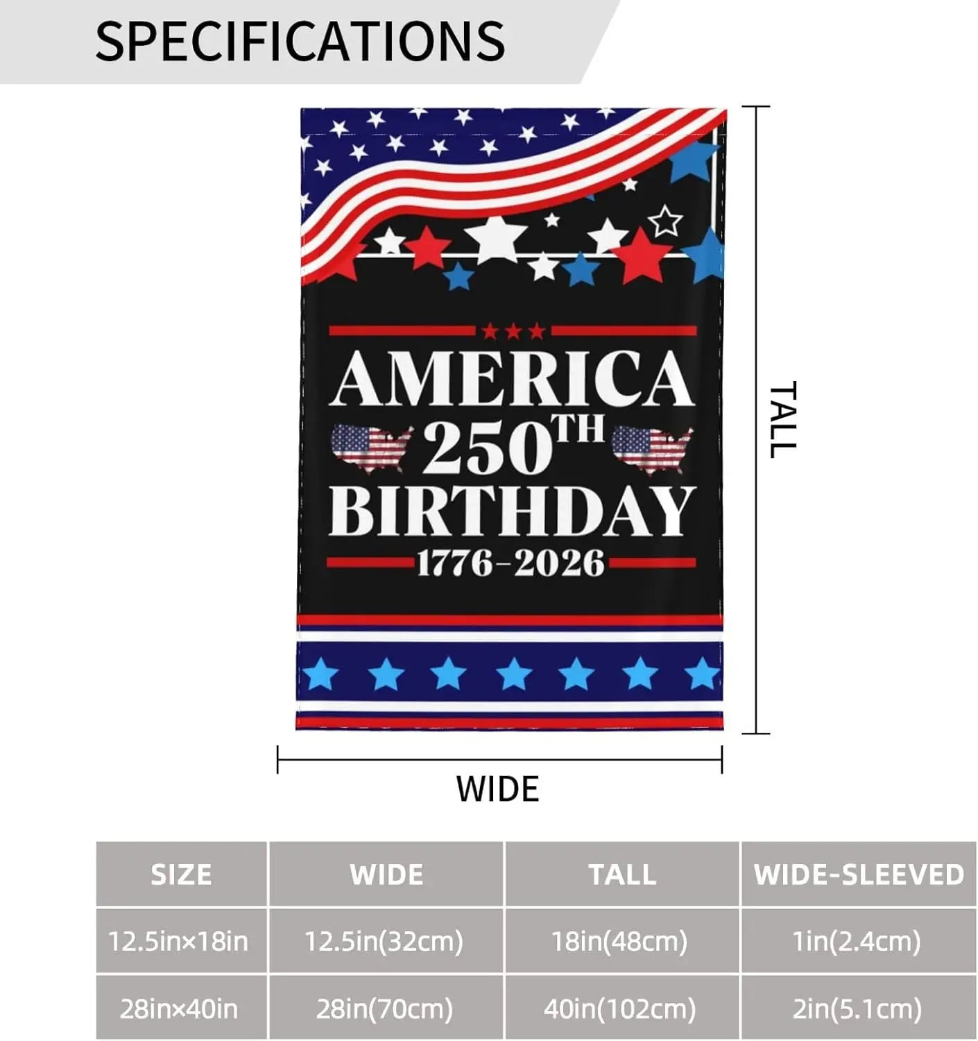 12x18 Double Sided America 250th Birthday Flag 1776 2026 America 250 Years Anniversary Garden Flag 12x18 Holiday Outdoor Dec GGL