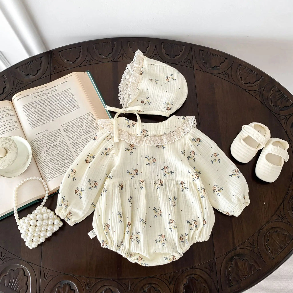 Spring Baby Clothing Newborn Girls Romper+Hat Floral Infant Overalls 0-24Months Baby Outfits