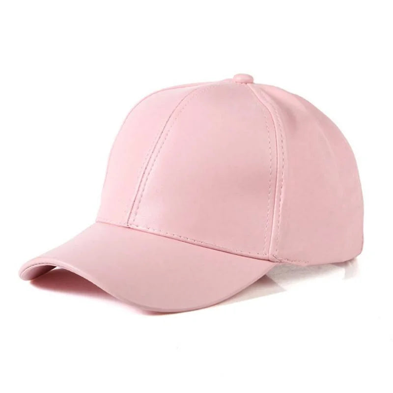 1PC Unisex Solid Men Women Baseball Cap PU Leather HIP HOP Snapback Caps Hats for Men Baseball Caps Black Adjustable Hat