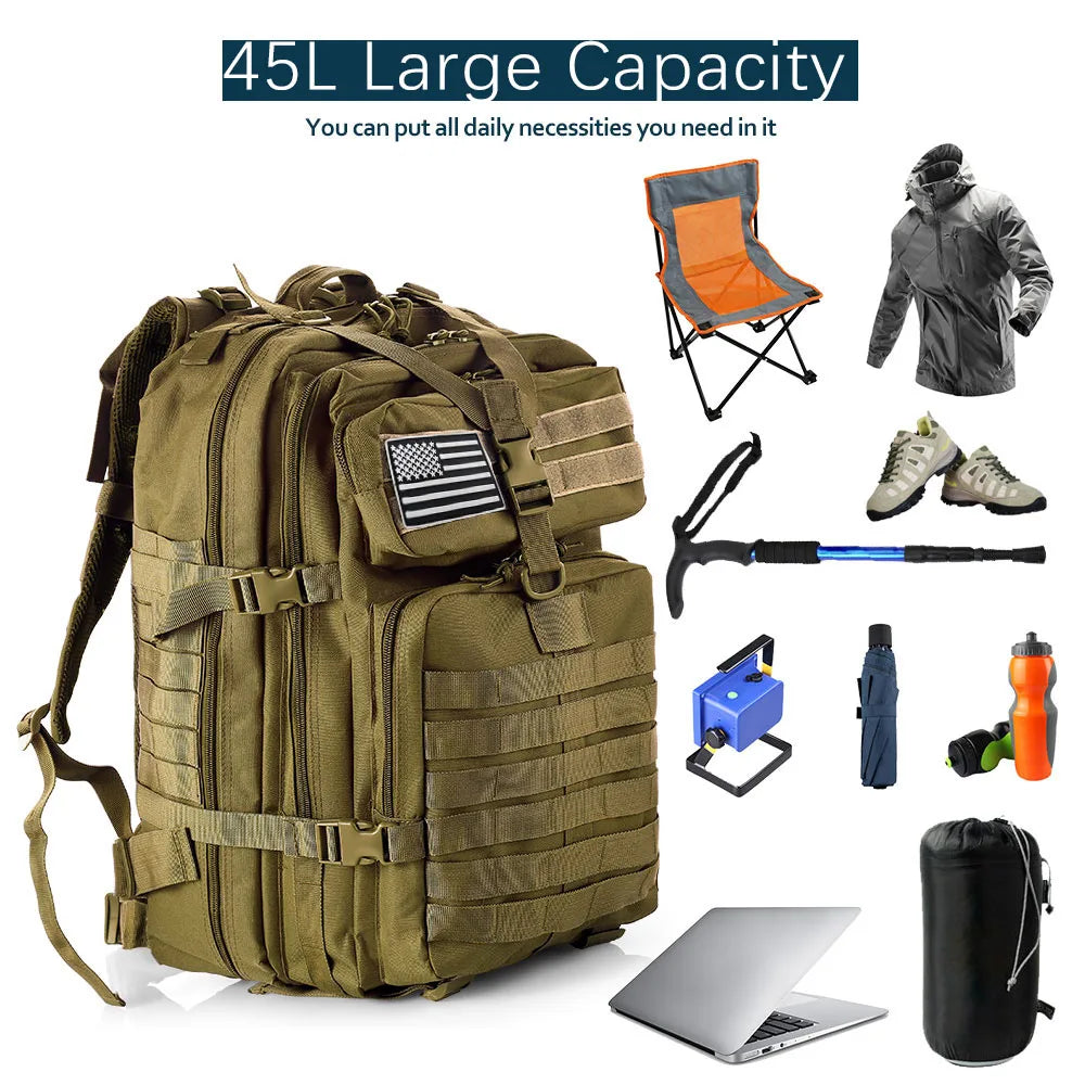 50 Liters Outdoor Tactical Dual Shoulder Large 3P Backpack Backcountry Cycling Sports Backpack Travel Attack Camouflage Multi-Fu