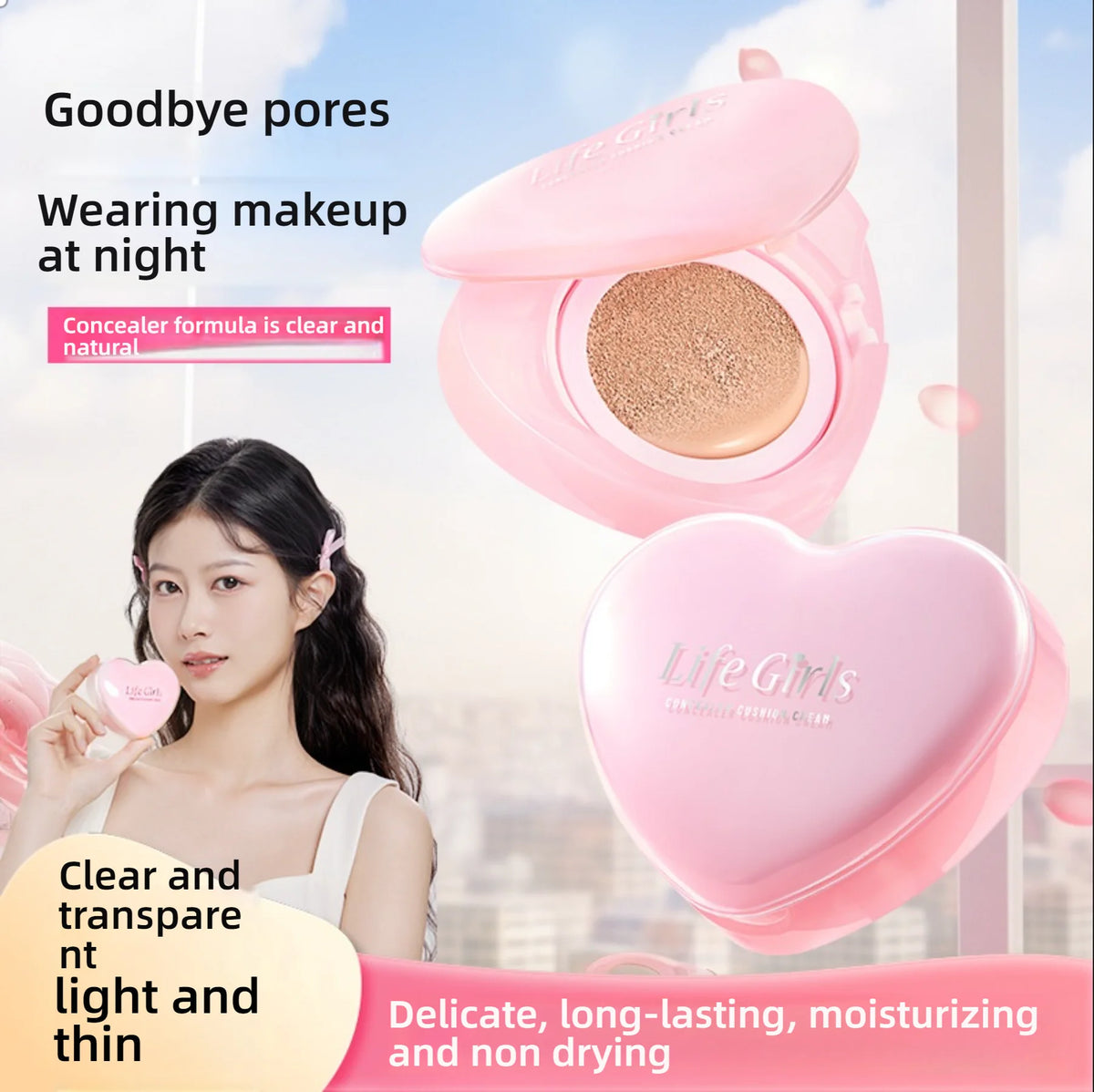 Life Girls Dewy Cushion Foundation 2025 ✦ Milky Hydrating Concealer & Skin Brightener ✦ Transfer-Proof, Buildable Coverage for G