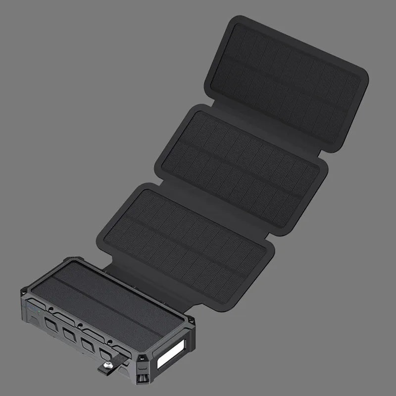Portable Hand Crank Solar Power Bank With LED Light 20000mAh Large Capacity Fast Charging Powerbank Externala Battery Charger