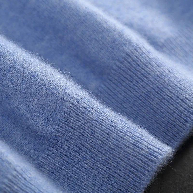 Autumn/Winter Men's 100% Cashmere Pullover Business Casual Solid Knitted Sweater Loose High Collar Tops Basic Thick Warm Jumper