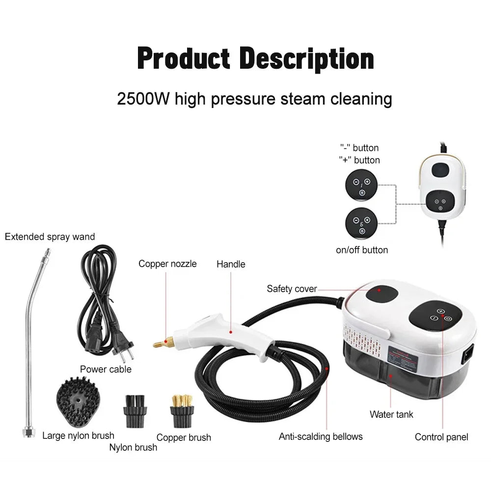 2500W Steam Cleaner High Temperature Pressurized Steam Cleaning Machine for Air Conditioning Hood Car Cleaner Home Appliance