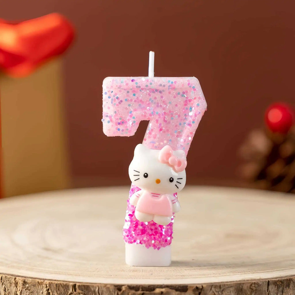 Cute cartoon cat digital candle 0-9 pink birthday candle cake party decoration