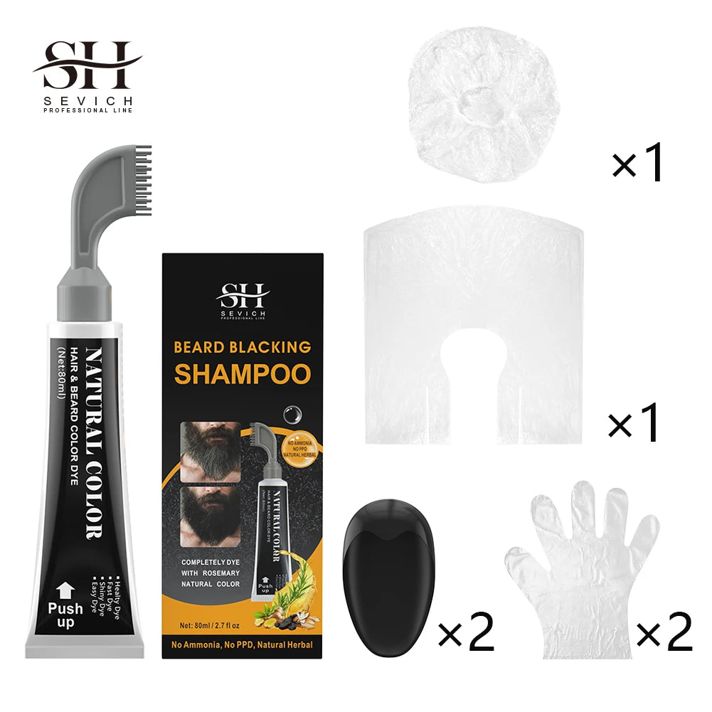NEW Black Beard Dye Cream With Comb 80ml Natural Men Beard Dye Shampoo Permanent Beard Coloring Cream Fashion Modelling Tool