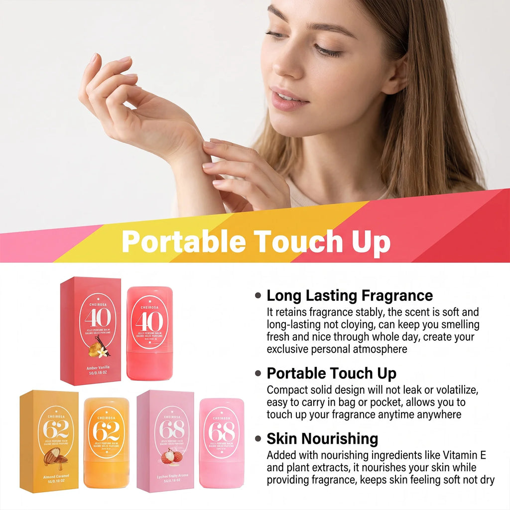 3 Jelly Solid Perfume Balm Set Natural Deodorant Scent Long Lasting Portable Travel Daily Commute Date Women Men Unisex