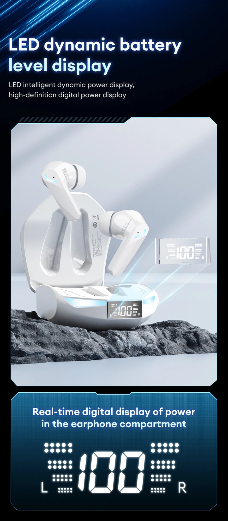 Lenovo XT53 Wireless Bluetooth 5.4 Earphones LED Digital Display Waterproof Earbuds Noise Cancelling Gaming Headset GM2 Pro Max