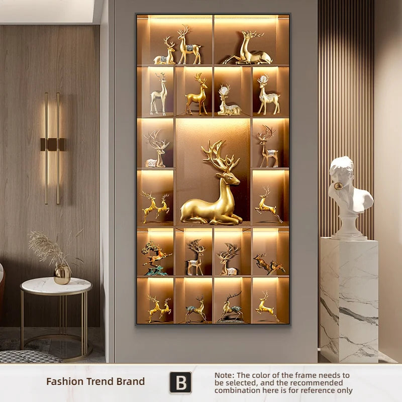 Modern Light Luxury Entrance LED Decorative Painting Home Decoration Living Room Bedroom Sofa Background Corridor Mural Light