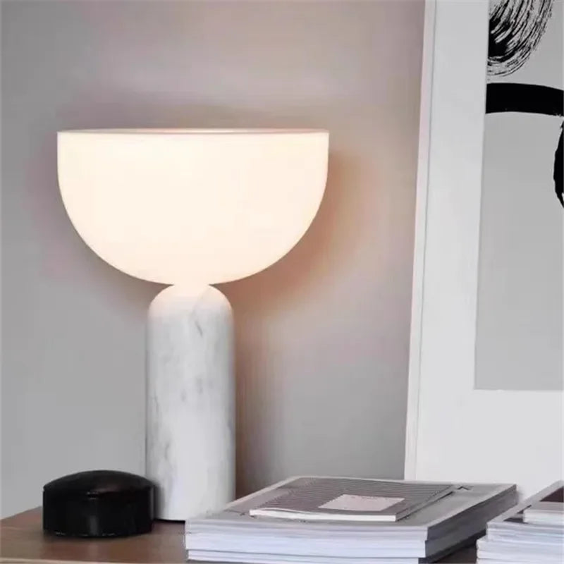 LED Minimalist Touch Mushroom Lamp Designer Marble Table Light Study Room Office Desk Lamp  Living Room Bedroom Beside Lamp