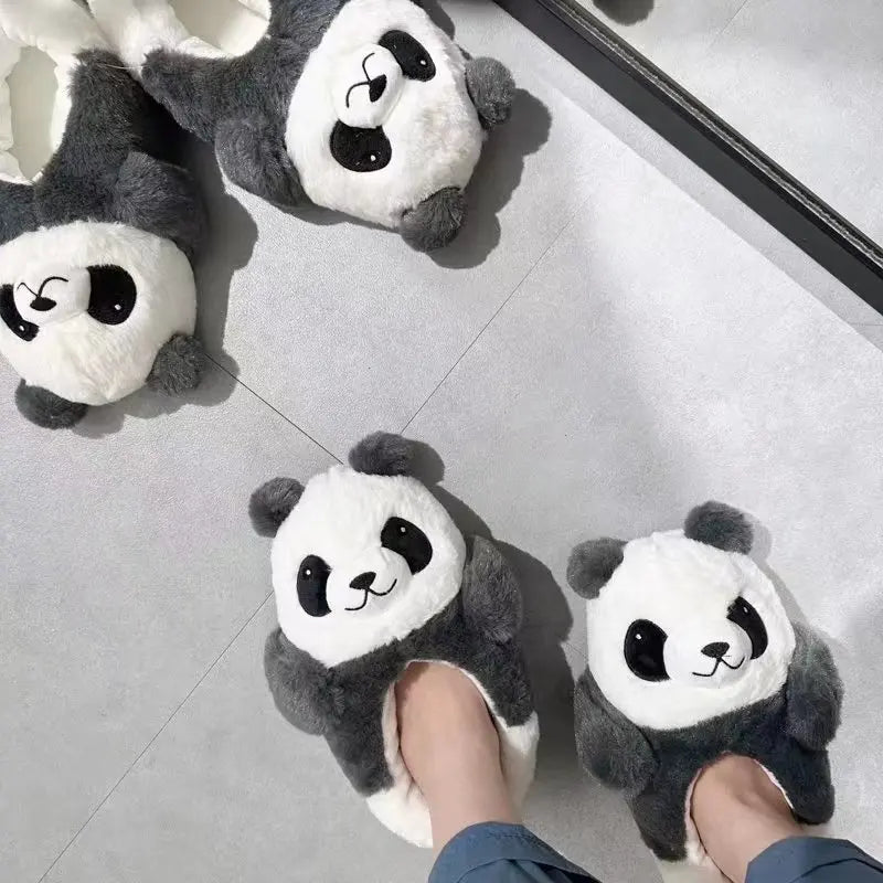 Kawaii Panda Slippers Lovers Womens Man Bedroom At Home Warm Winter Lovelys Bear Shoes For Girls Boys