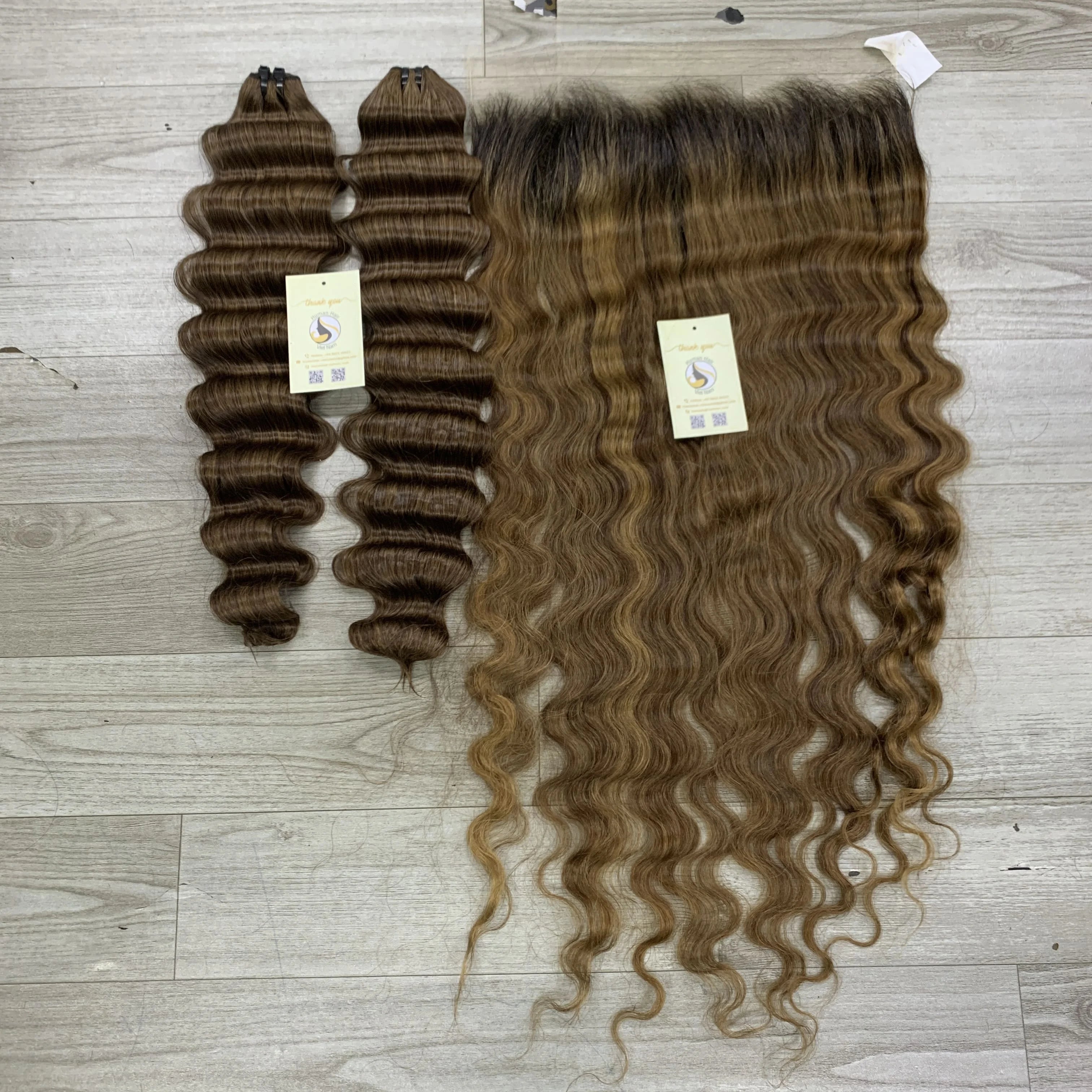 Premium Small Knots on Ombre Highlight 13x6 HD Frontal with bleached knots Raw Vietnamese Hair Swiss HD Lace