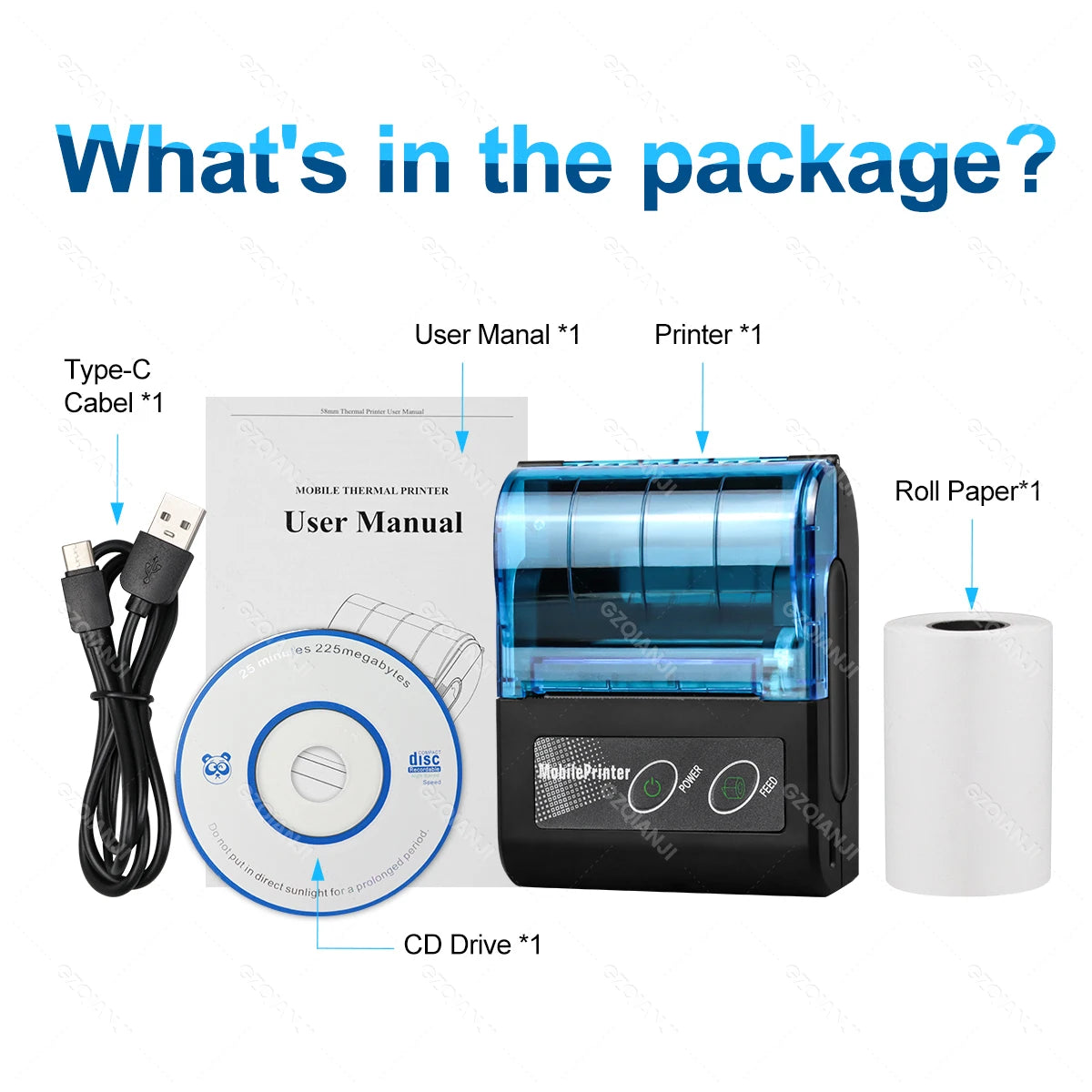 Mini Bluetooth Thermal Printer Wireless Protable 58mm Receipt Bill POS Printer Loyverse POS Free App on Android Small Business