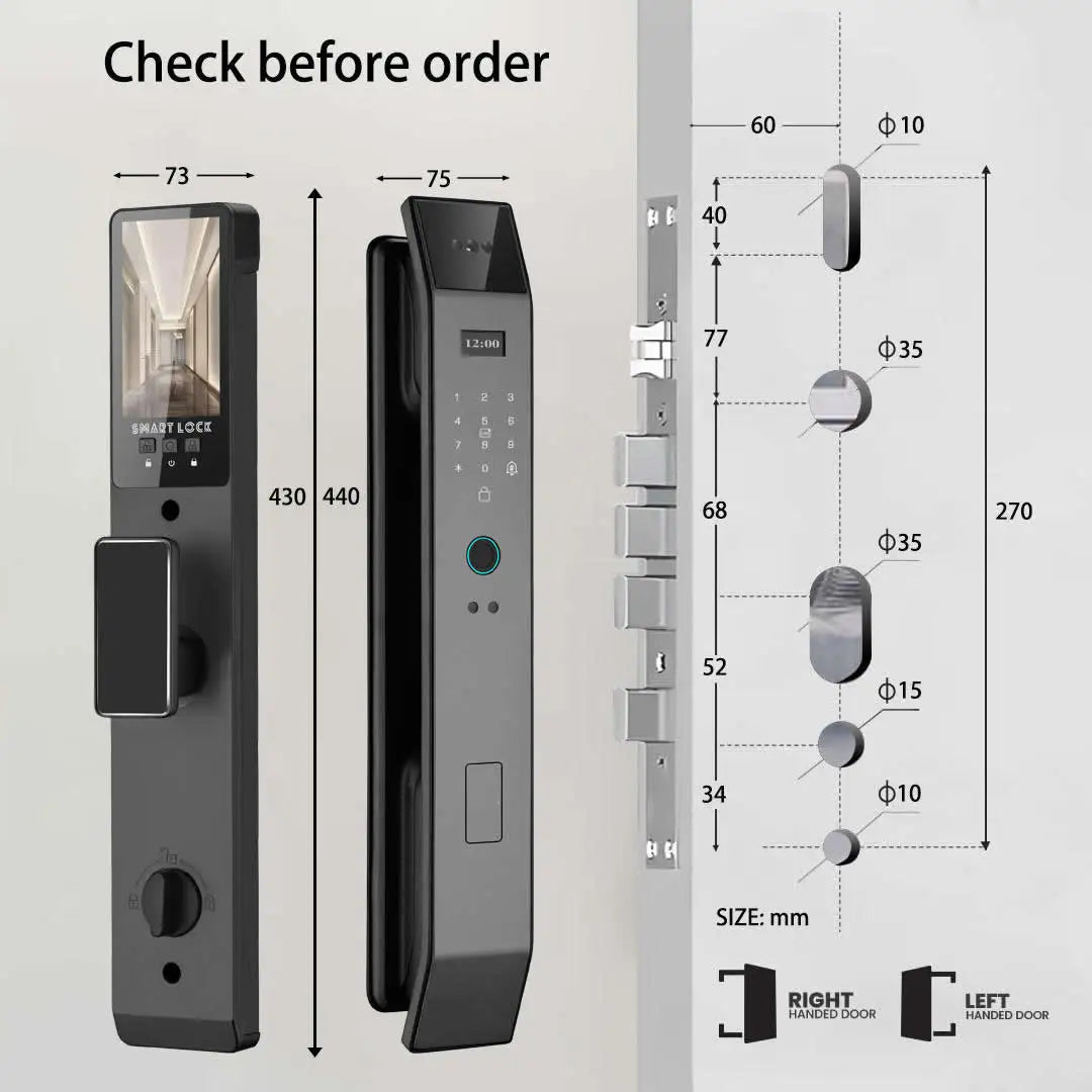 3D Face Recognition Palm Vein Recognition Tuya Automatic Lock With Camera Biometric Fingerprint Password Security Digital Lock