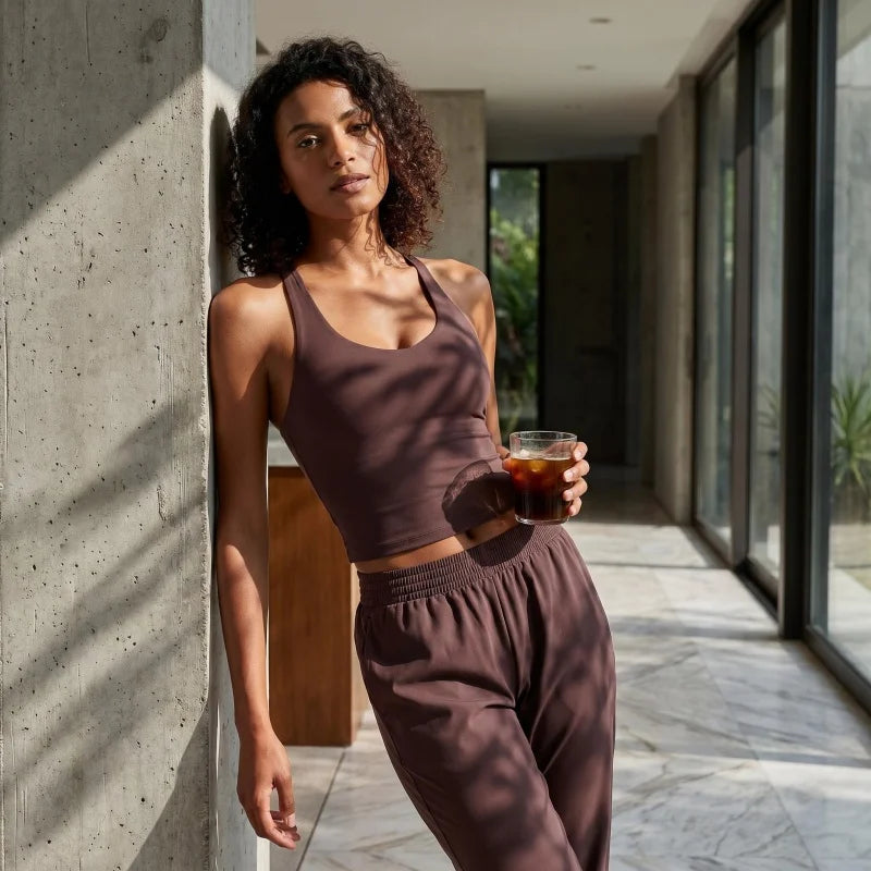 Longline Yoga Tank Top with Built in Bra Women Quick Dry Gym Camisole Workout Shirts Soft Slim Fit Sports Vest Athleisure