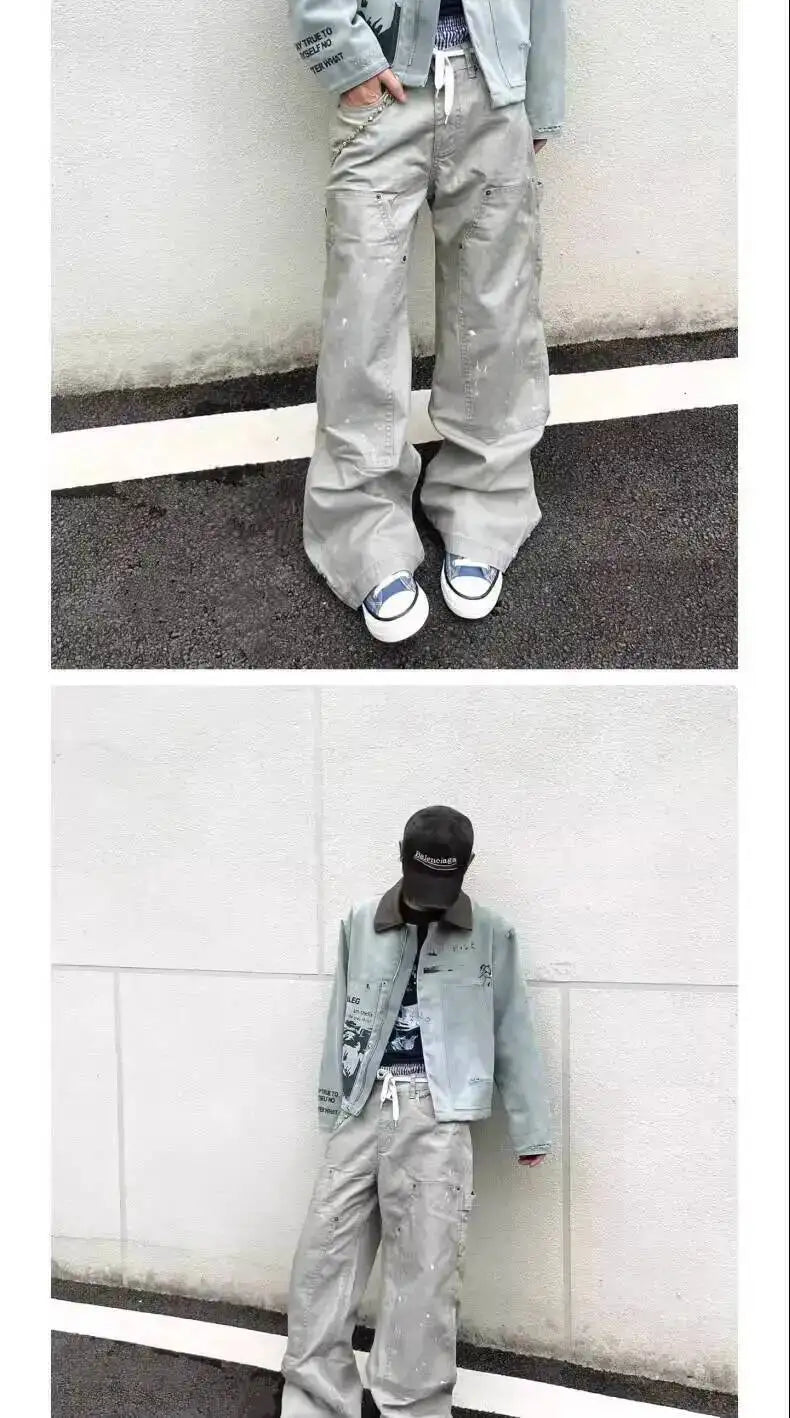 PFNW 2025 Autumn Men's Jeans Loose Long Pants Korea Fashion High Street Solid Color Male Wide Leg Trousers 28W9729