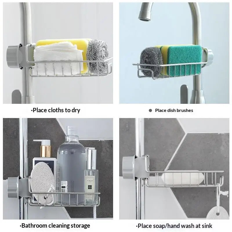 Kitchen Stainless Steel Sink Drain Rack Sponge Storage Faucet Holder Soap Drainer Towel Rack Shelf Organizer Kitchen Accessories