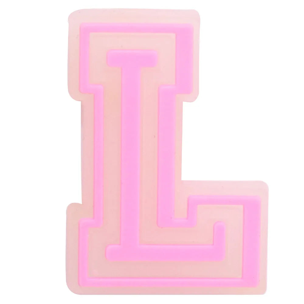 1PCS Cute Cartoon Kawaii Colorful Letter PVC Shoe Charms Grow On The Night Luminous Alphabet Sandals Shoes Decoration Kid Gft