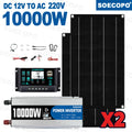 SOECOPO 10000W High-Efficiency Solar Kit 2x800W Panels 100A Controller 12V to 110V 220V Inverter for Boat RV Camping Off-Grid