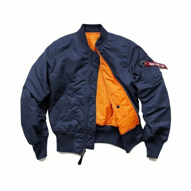 American Style Thickened Baseball Uniform Autumn Winter Army Green MA-1 Bomber Jacket Plus Size Stand Collar Work Jacket For Men