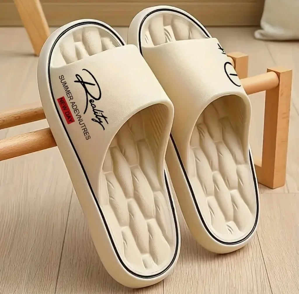 Summer New EVA Anti-Slip Bath Slippers Women Indoor Home Shoes Couple Massage Waterproof Odor-Resistant Thick Bottom Slippers