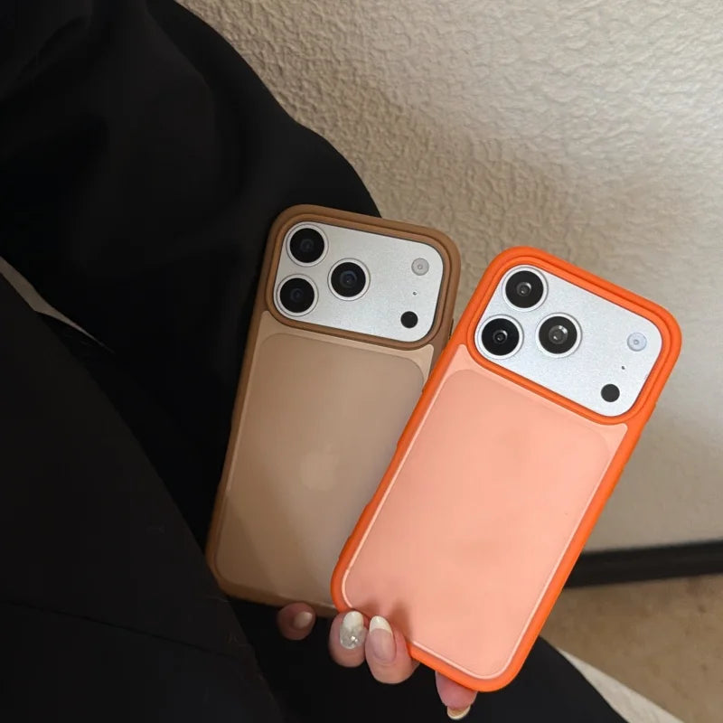 Original Translucent Glossy Matte Texture Case For iPhone 17 16 15 14 13 Pro Max Business Simple Armor Shockproof Hybrid Cover
