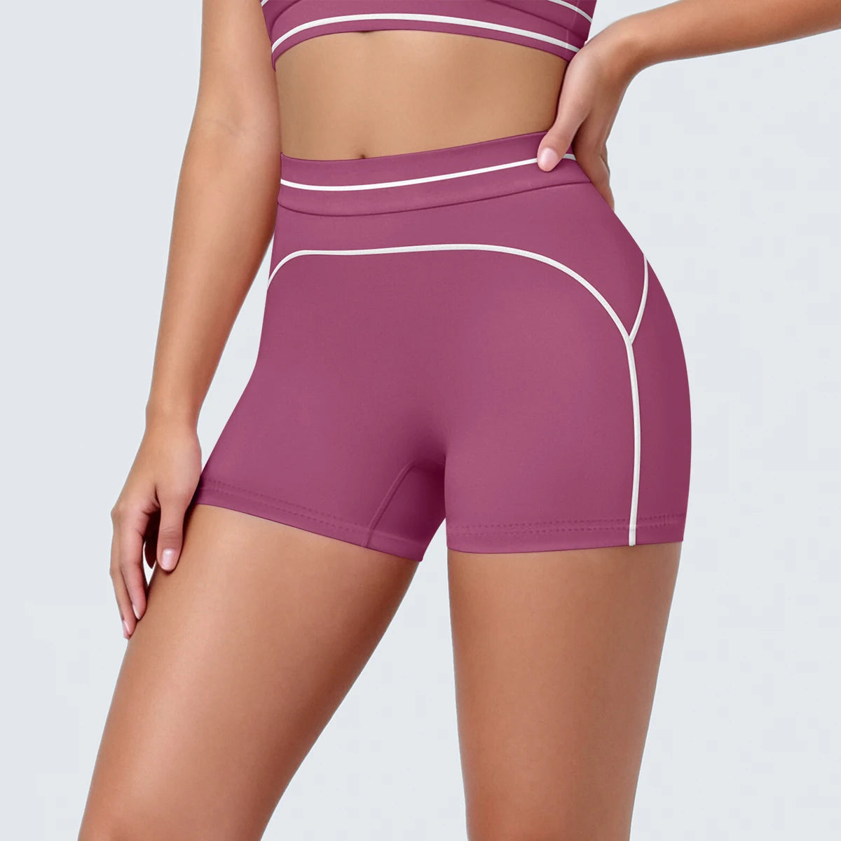 High Waist Stripe Fitness Yoga Shorts for Woman's Quick-Dry Breathable Hip-lifting Summer Gym Running Color Blocking Yoga Shorts