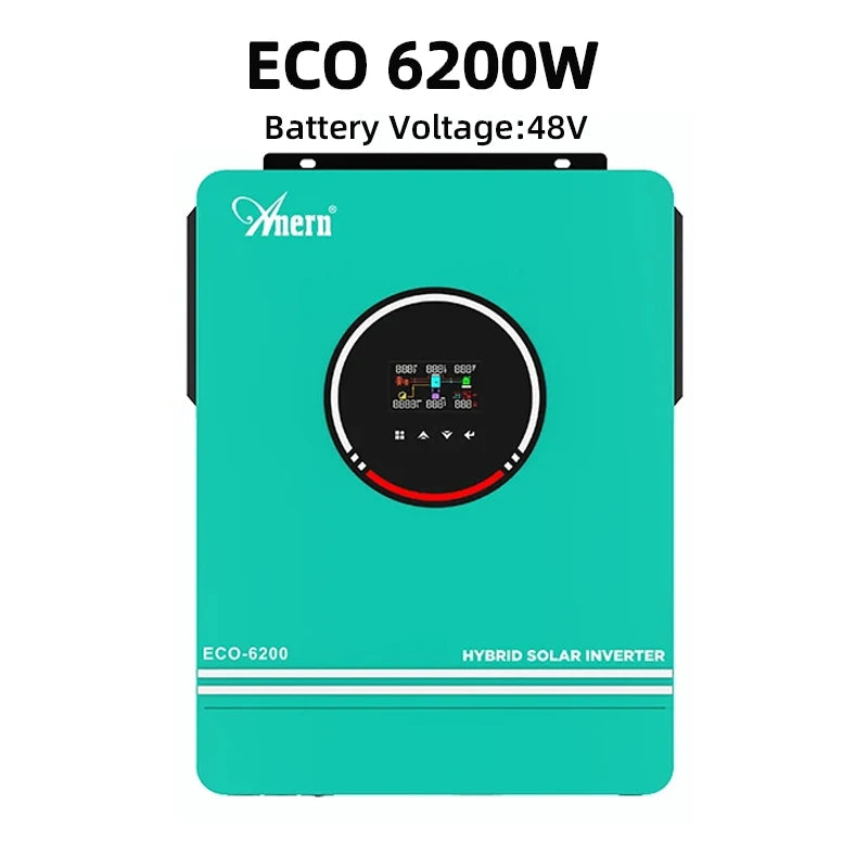 Anern Solar Inverter 6.2KW 48V 4.2KW 24V 3.2KW 12V With MPPT 140A Charger Controller Dual AC Output Pure Sine Wave Inverter