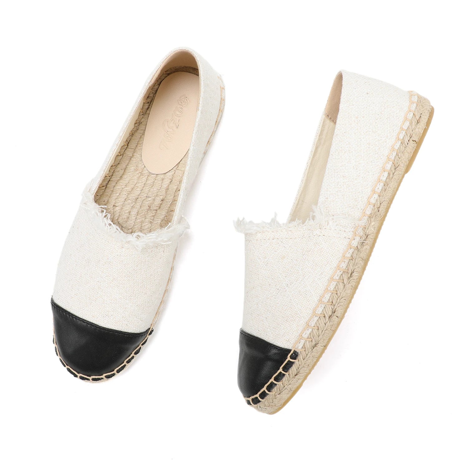 White espadrilles for women flat closed toe shoes