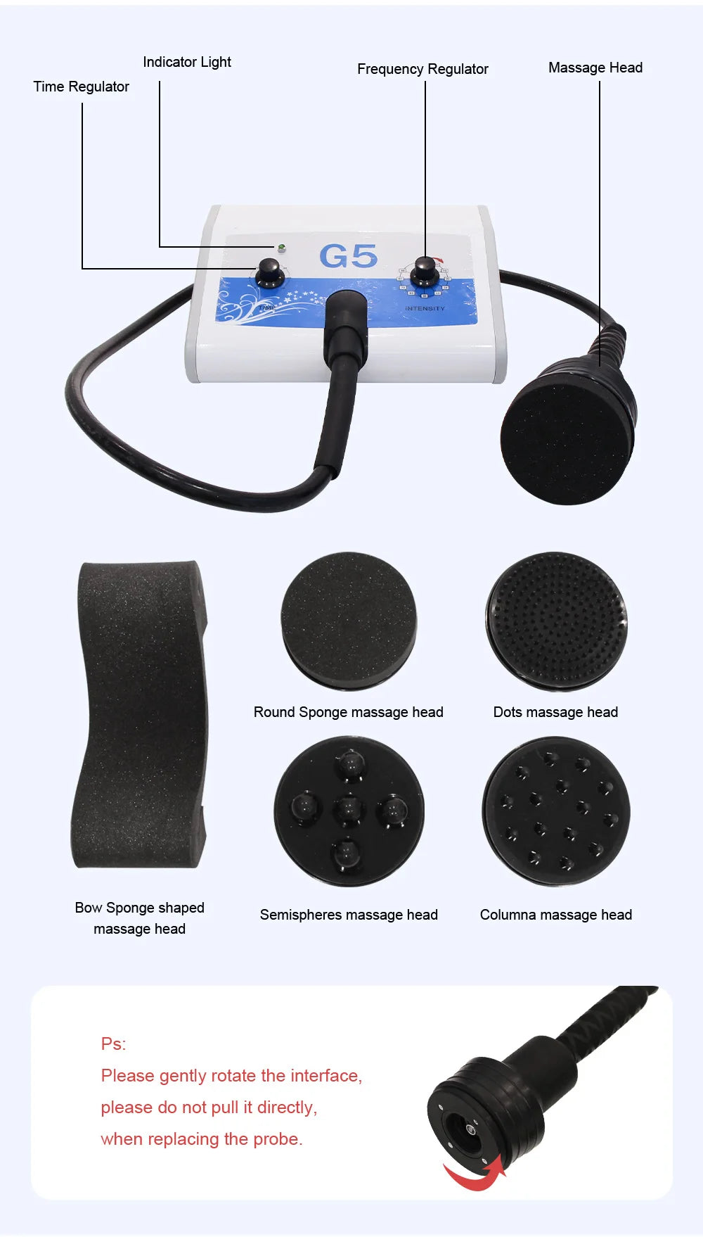 G5 Vibration Slimming Machine High Frequency Massager Fat Burning Body Shaping Vibrate Massage Anti Cellulite With 5 Tips Device