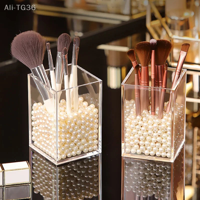 Make Up Organizer Plastic Makeup Brush Pot Storage Acrylic For Cosmetics Holder Desk Cosmetic Storage Container