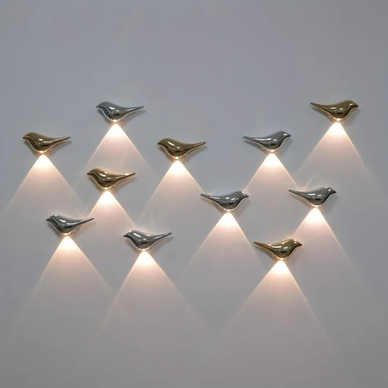 4pcs USB Rechargeable Wall Lights Smart Motion Sensor Bird-Shaped Decorative Lamps Cordless Install Adjustable Light Wall Decor