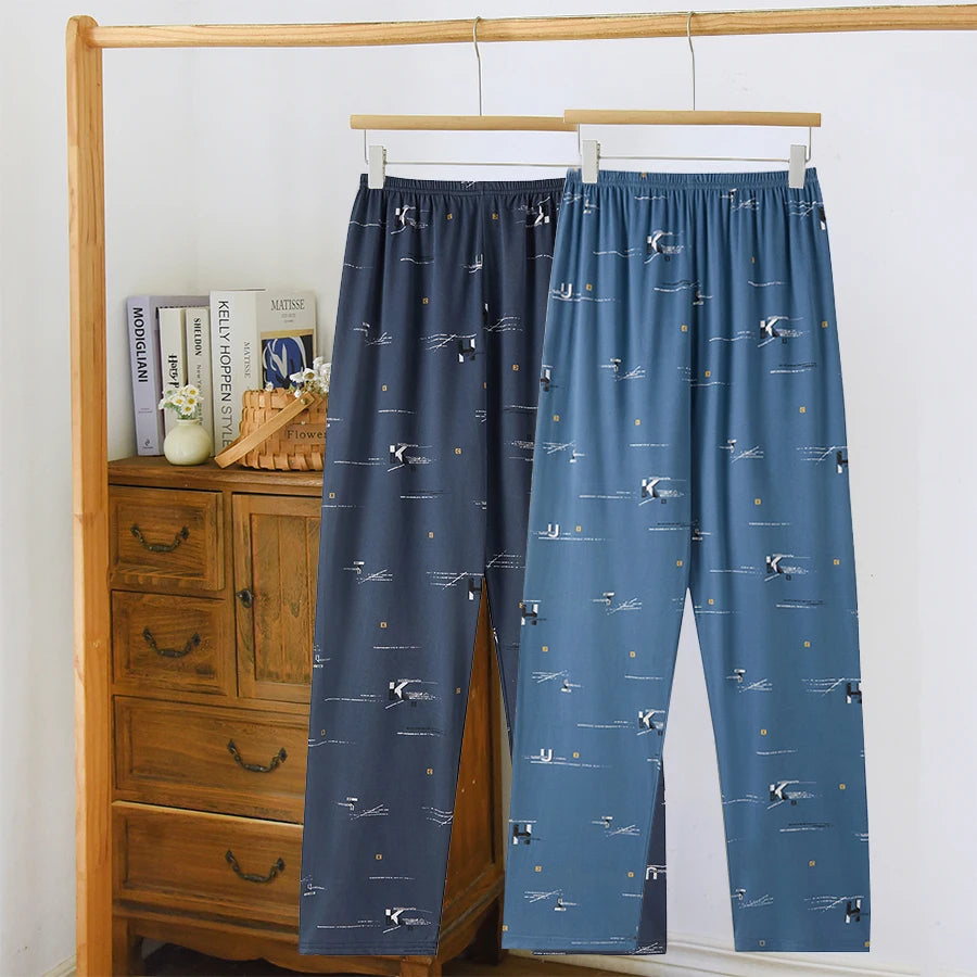 Extra-Large Size, Stylish Men's Pajama Pants for Spring and Autumn, Plus-Size Casual Home Pants, Thin Long Pants for Lounging at Home