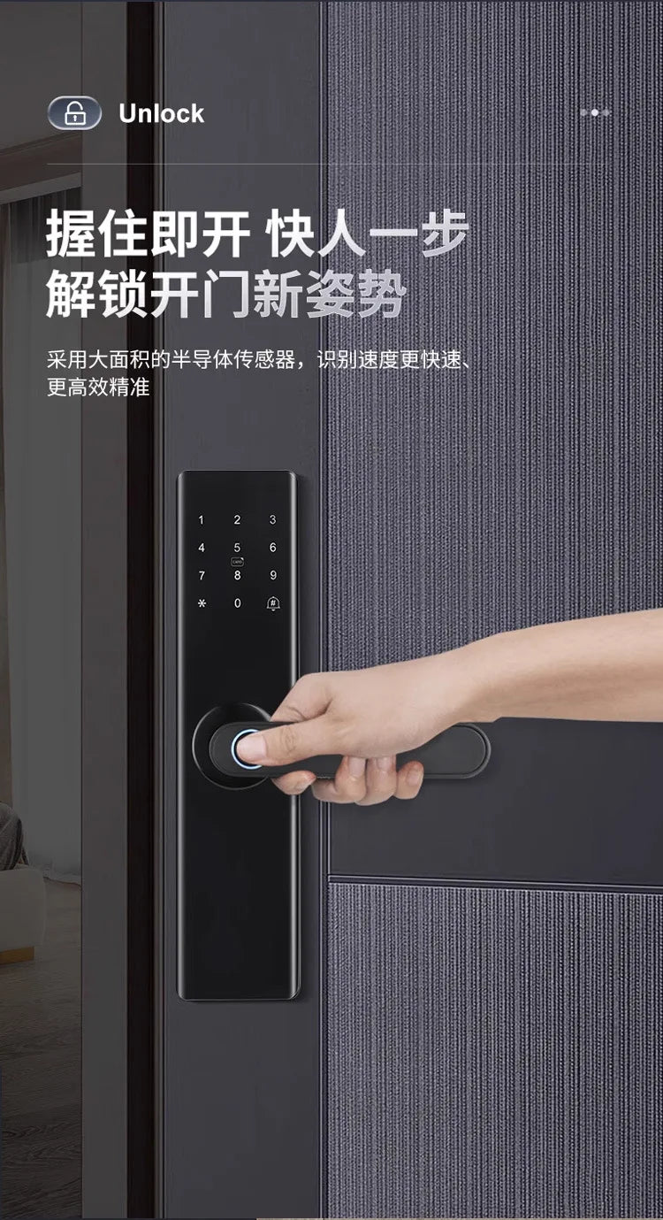 MOES Tuya ZigBee Smart Door Lock Indoor Password Fingerprint Remote Unlock Keycard Tamper Alarm Battery Powered Work With Alexa