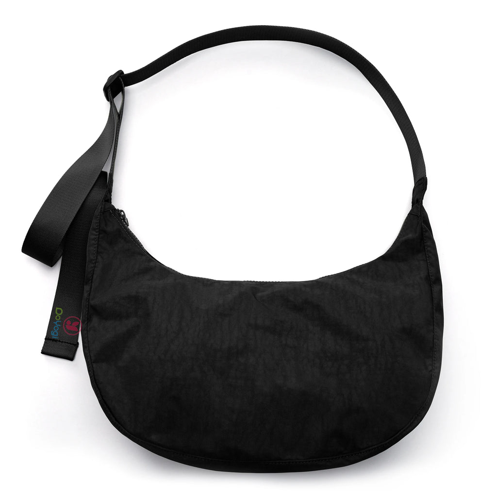 Nylon Medium Crescent Bag for Women Men,Crossbody Bag with Adjustable Strap&Dual Interior Zip Pocket Casual Daily Shoulder Bag