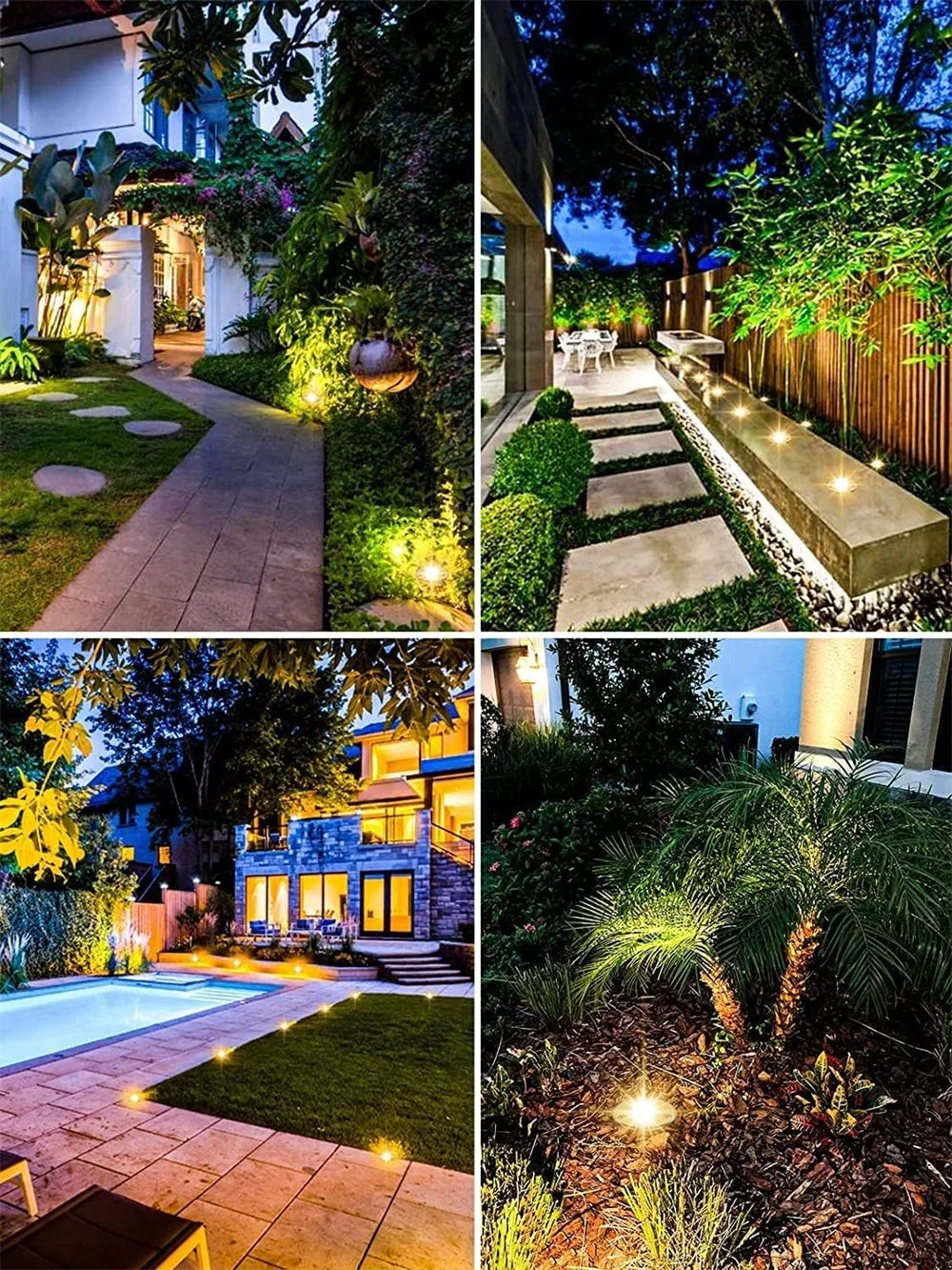 LED Underground Light 10W Waterproof Outdoor Spotlight Warm White Path Tree Deck Stair Ground Garden Landscap Lighting 4pack