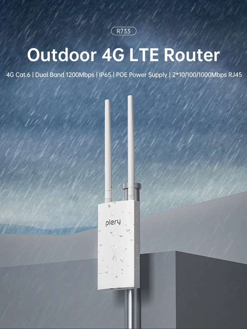 PLERY 1200Mps 4G LTE Router Cat.6 802.11b/g/n/ac 2.4GHz+5.8GHz 4G Outdoor Router+4G Indoor Router 5 g SIM EU Plug For Global