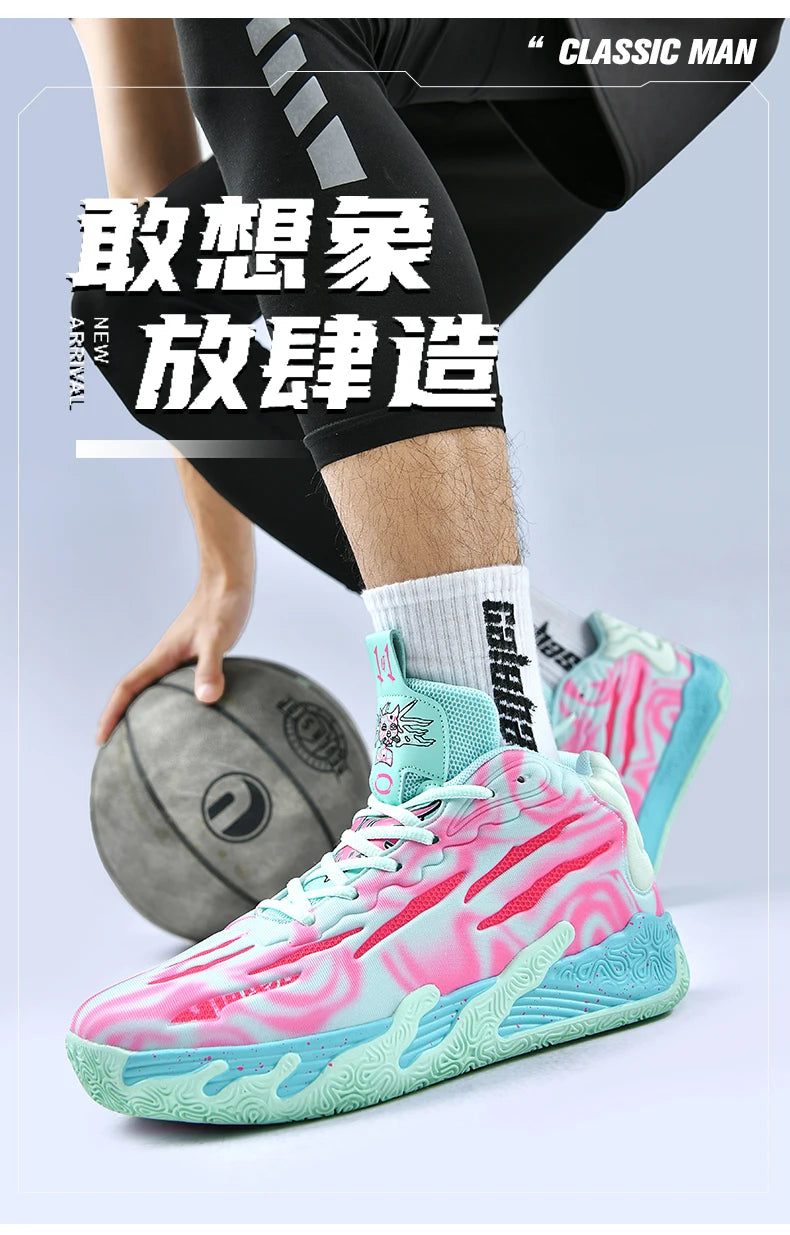 Men Basketball Shoes Field Training High-top Comfortable Non-slip Sports Footwear Luxury Lace-up Flat Sneaker for Men Traf Homme
