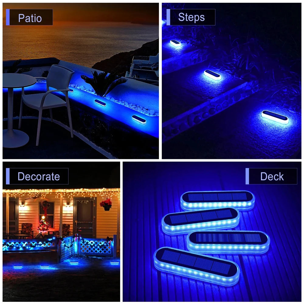 Solar Deck Light Solar Ground Light Outdoor Pathway Stair Lamp Railing Fence Yard IP68 Waterproof Driveway Solar Light