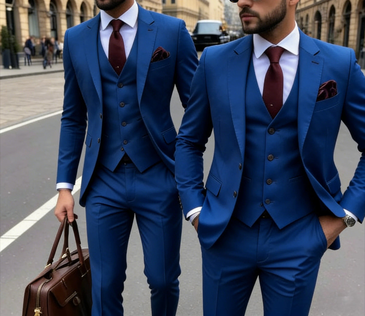 Men's 3 Piece Suit Yellow  Slim Fit Elegant Casual Business Office 3pcs