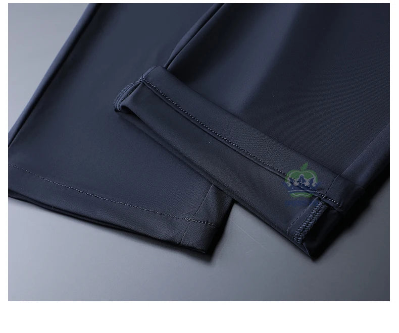 High Stretch Fabric Summer Thin Ice Silk Business Pants Men Elastic Waist Classic Work Office Formal Suit Trousers Plus Size 40