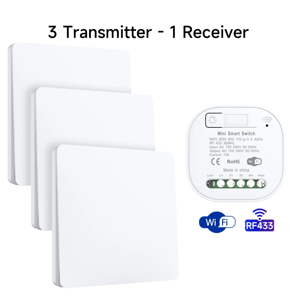 Smart Wifi Wireless Switch RF433 Self-Powered Push Button Wall Panels Remote Controller Light Switch Waterproof Wall Switches