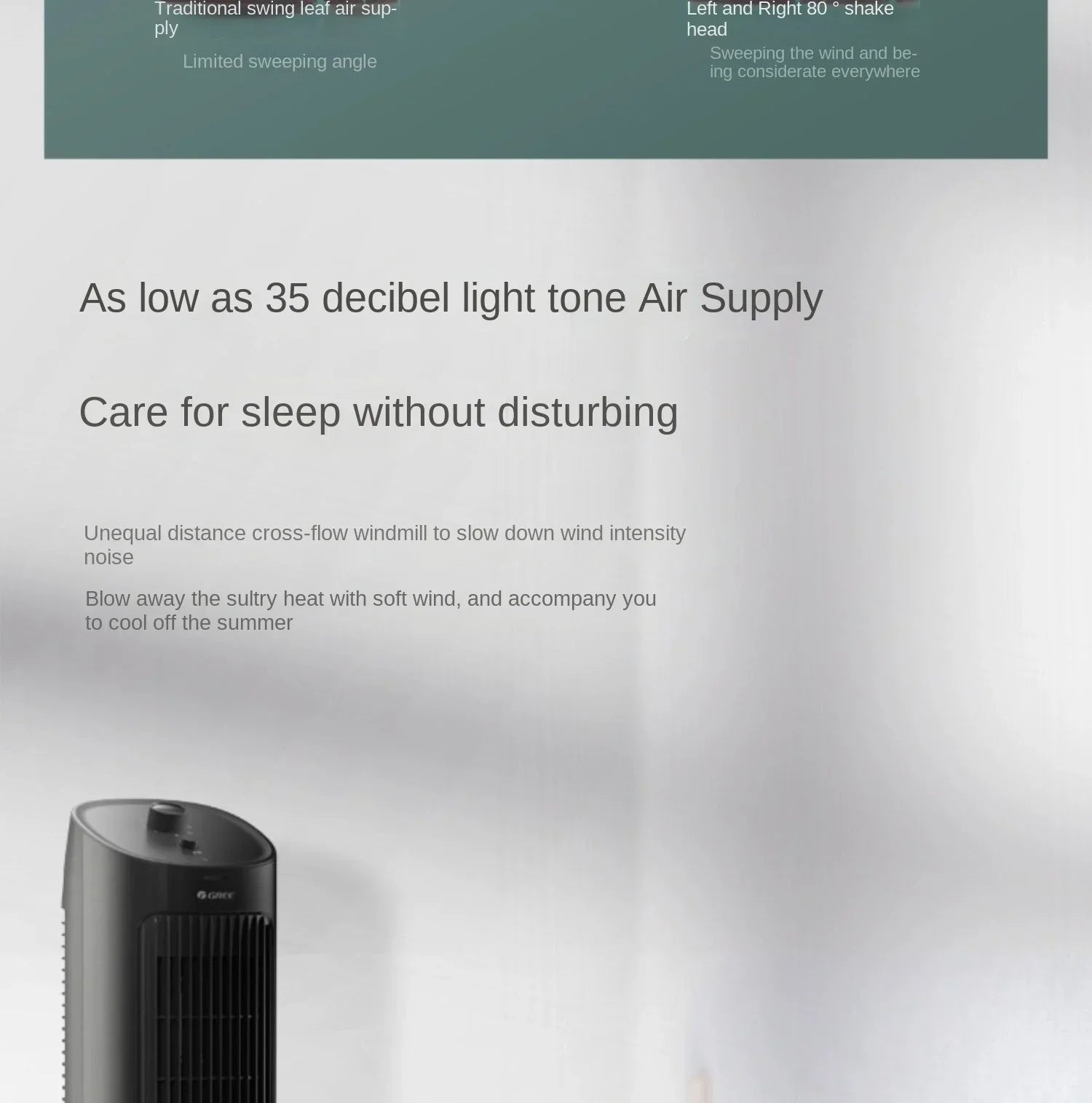 Gree 220V Portable Mini Air Conditioner Fan Household Mobile Tower Water Cooler Fan LYH